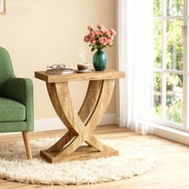 KIOOTTO 20" Fully Assembled Oval Nightstand, Farmhouse 3-Drawer Beige White Bedside Table with Solid Wood Legs for Bedroom & Living Room