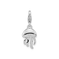 thumbnail image 3 of Sterling Silver Rhodium-Plated Polished 3-D Glitter Enameled Jellyfish Charm With Fancy Lobster Clasp, 3 of 4