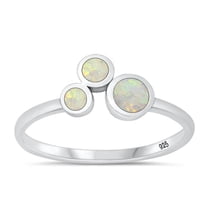 CHOOSE YOUR COLOR White Simulated Opal Ring .925 Sterling Silver Abstract Band CZ Female Size 9