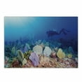 thumbnail image 1 of Diver Cutting Board, Young Man Floating Swiftly in Sea Plantation Colorful Coral Reefs Underwater Life, Decorative Tempered Glass Cutting and Serving Board, in 3 Sizes, by Ambesonne, 1 of 2