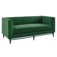 thumbnail image 2 of Modway Devote Channel Tufted Performance Velvet Loveseat in Emerald, 2 of 8