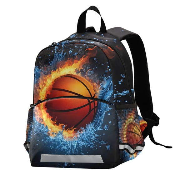 ALAZA Basketball with Fire School Backpack Elementary Student Bookbag