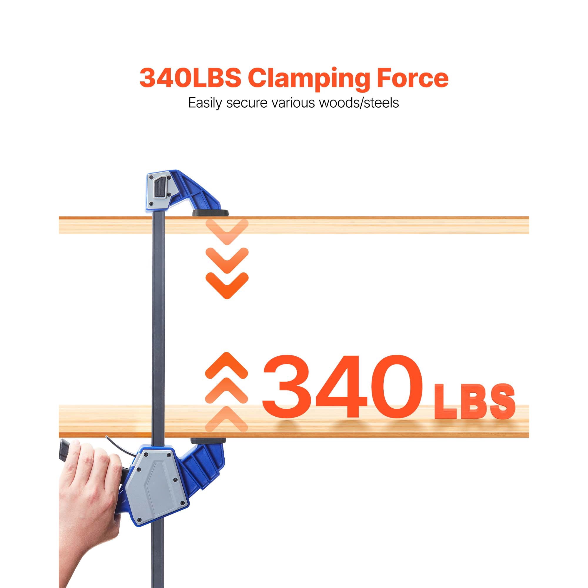 KFFKFF 24-Inch Bar Clamps for Woodworking, 2-Pack Quick-Release F-Clamps with 340 lbs Capacity, Durable Plastic and Carbon Steel, Ideal for Wood and Metal Projects, Blue and Black