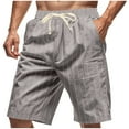 thumbnail image 2 of DPTALR George Men's Linen Shorts, Casual Lightweight Drawstring Shorts Elastic Waist Short Pants with Pockets #Gray Big and Tall Men S, 2 of 9