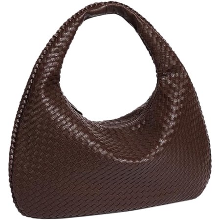SikaFu Women Woven Vegan Leather Handbag Retro Top-handle Shoulder Bag Handmade Tote Bag Dumpling Purse Hobo Bag