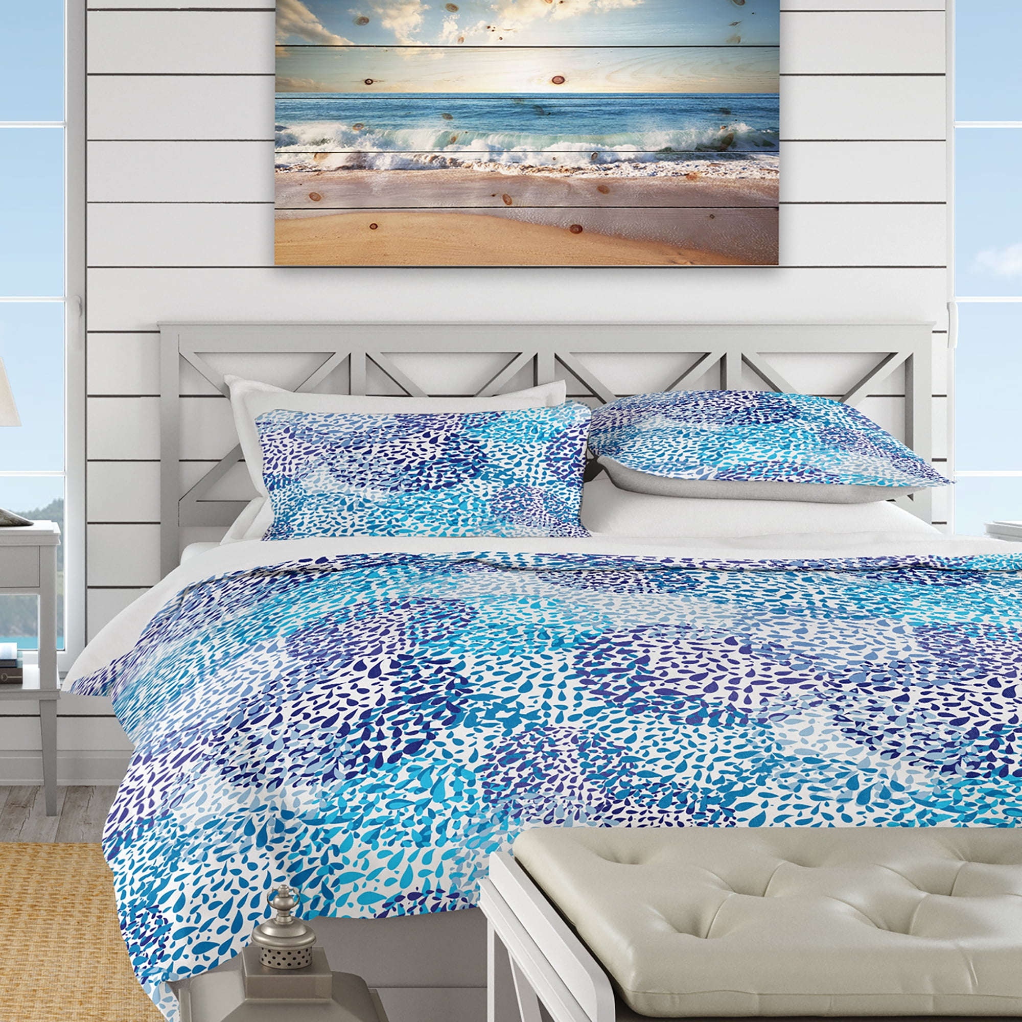 Designart 'Sea Motif Pattern' Nautical & Coastal Duvet Cover Set