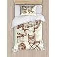thumbnail image 1 of Movie Theater Duvet Cover Set Twin Size, Photography and Cinema Vintage Set in Sketch Art Style Director Shooting, Decorative 2 Piece Bedding Set with 1 Pillow Sham, Beige Brown, by Ambesonne, 1 of 3