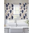 thumbnail image 5 of Navy Indigo Florals Semi Sheer Curtains 54 Inch Length 2 Panels Set, Farmhouse Botanical Peonies Leaves Sheer Kitchen Curtain Privacy Voile Window Curtain for Living Room Bedroom Rod Pocket Drapes, 5 of 8