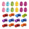thumbnail image 3 of Huevos de Pascua precargados, rellenos para cestas de Pascua con juguetes, huevos de Pascua coloridos, rellenos para fiestas de Pascua, premios de carnaval Coche de juguete de 24 piezas., 3 of 9