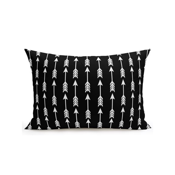 Outdoor Pillows Waterproof, Black Arrows Bedding Throw Pillows with Insert for Couch Sofa Bed, Modern Abstract Art Ethnic Tribal 12x20 Inch Pillowcases Decorative Camping Patio Pillow Set of 1