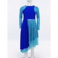 thumbnail image 3 of Jowowha Robe de Danse à Sequins pour Filles Manches Longues Asymétrique Tunique de Prière Danse Lyrique Bleue 16, 3 of 7