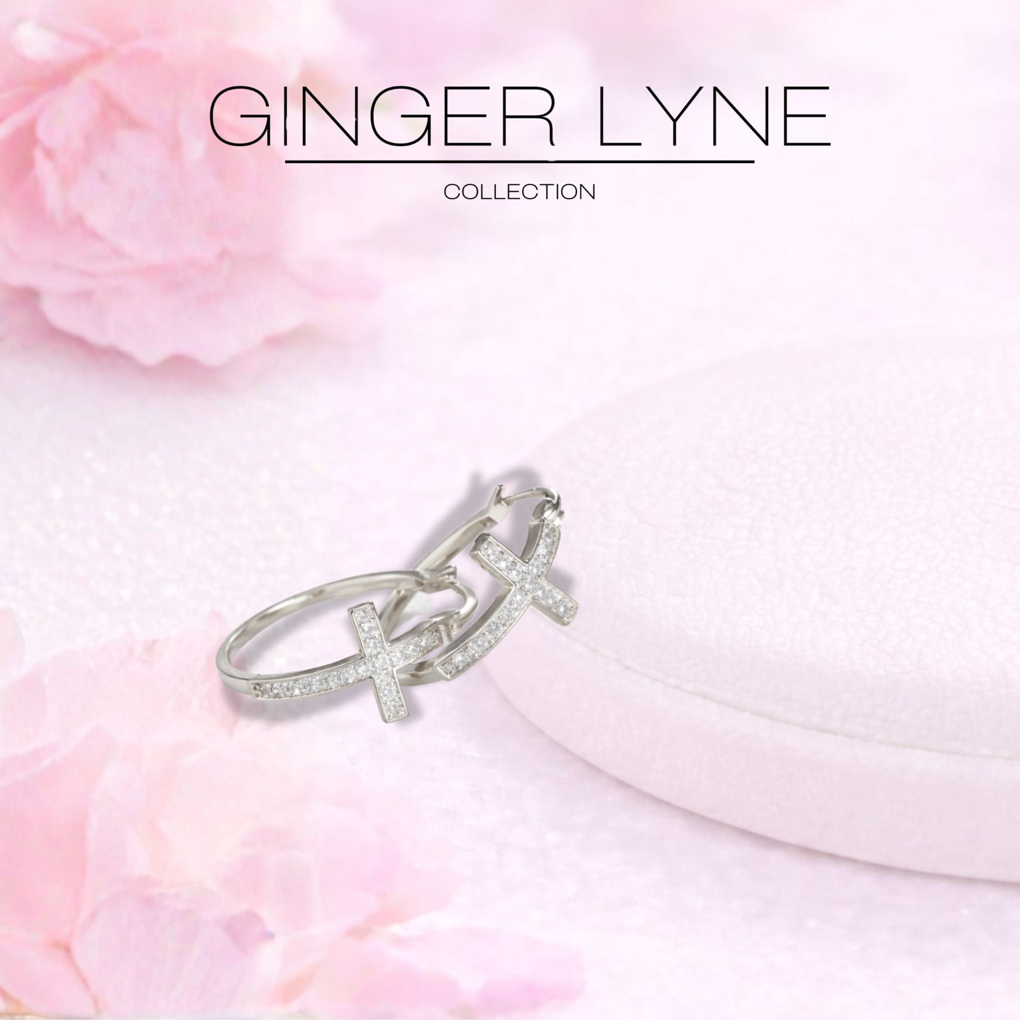 Cross Hoop Earrings for Women Cubic Zirconia Ginger Lyne Collection