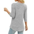thumbnail image 4 of BiZtdJrK 3/4 Sleeve Tops for Women Ribbed Knit Fall Sweaters Dressy Crossover V Neck Pullover Blouse Going Out Tunic, Gray, L, 4 of 8