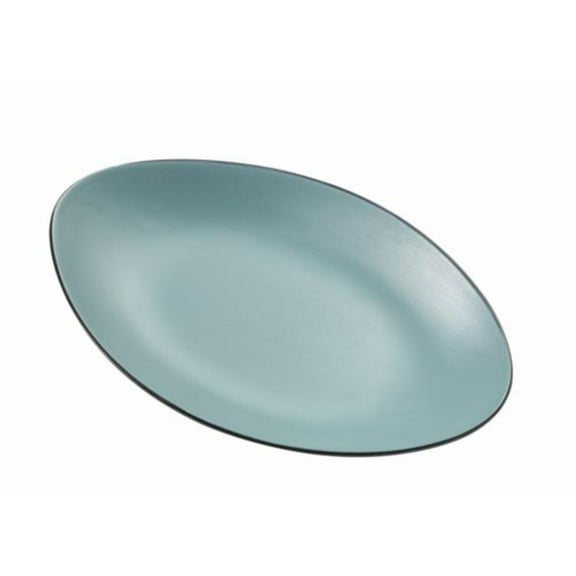 Yanco BM-213TL Birmingham Melamine 13.50 x 8.625 x 1.25 in. Deep Oval Plate - Gray & Teal