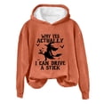thumbnail image 4 of YVNAURA Women's Funny Witch Halloween Sweatshirt Why Yes Actually I Can Drive A Stick Graphic Long Sleeve Pullover Tops Crew Neck Sarcastic Fall Outfits for Women Spooky Tee, Orange,L, 4 of 4