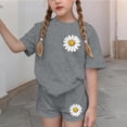 thumbnail image 4 of Amidoa Girls Summer 2 Piece Outfits Cute Floral Short Sleeve and Casual Shorts Kids Gray Size 10, 4 of 8