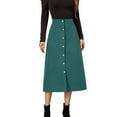 thumbnail image 3 of Lixiuxyad Women's Midi Skirt Women's Long Skirt Solid High Waist Skirt Corduroy Hip Wrap Single Breasted Slim Fit Solid Skirt Fall And Winter,Green, 3 of 6