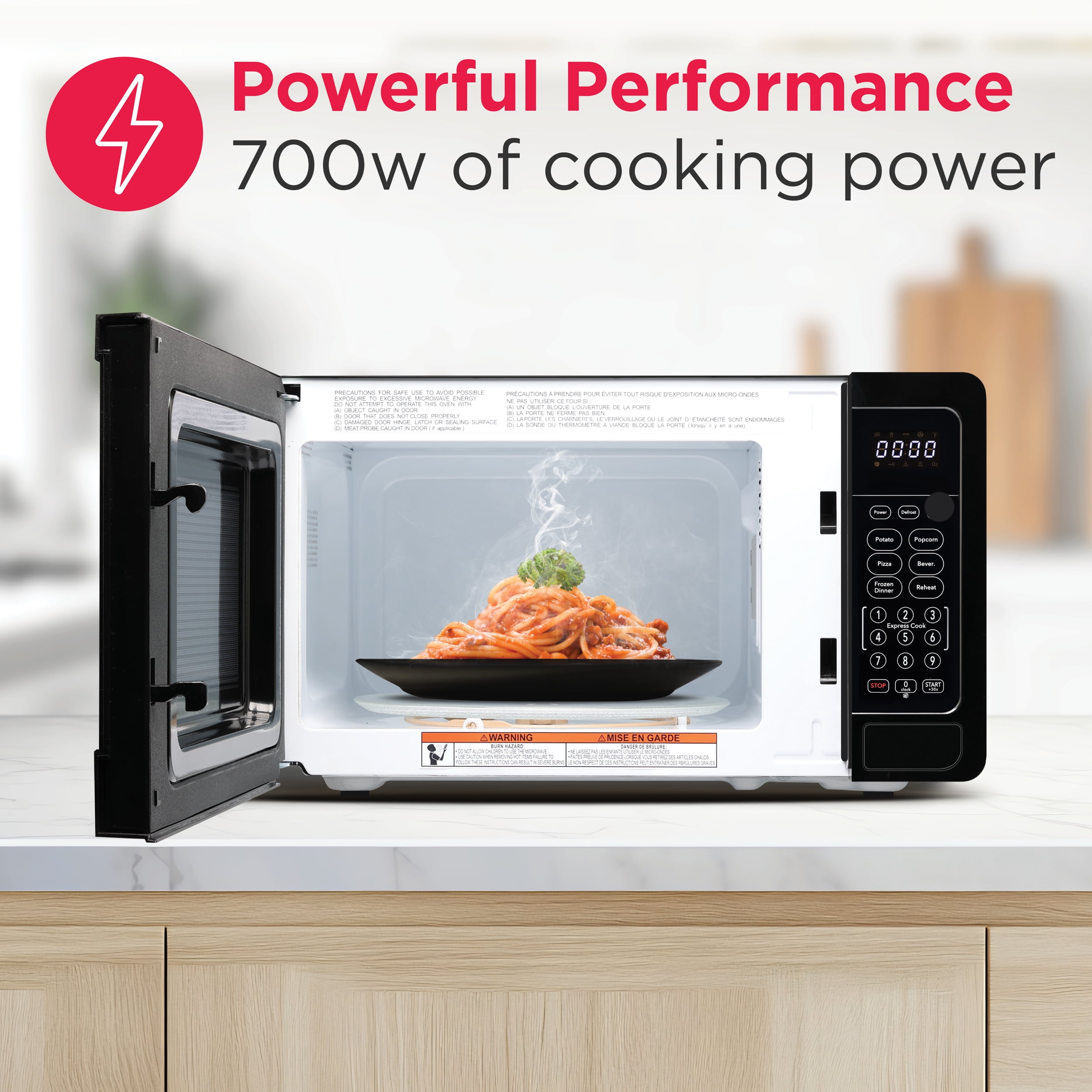 Frigidaire 0.7 Cu. ft. Countertop Microwave Oven, 700 Watt Microwave with 10 Power Levels, Black
