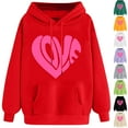 thumbnail image 6 of Fmbrln Hooded Sweatshirt Womens Valentine's Day Love Graphic Hoodie Pullover Casual Long Sleeve Tops Holiday Gifts, 6 of 6