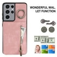 thumbnail image 2 of Nalacover for Samsung S21 Ultra, Wallet with RFID Credit Card Holder and Zipper Pocket,Drop Protection Flip Cover Ring Holder Kickstand with Double Magnetic Clasp for Samsung Galaxy S21 Ultra, Pink, 2 of 10