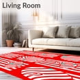 thumbnail image 2 of ODIKA 3'x5' Machine Washable Non-Slip Area Rug, Cane Stripe Swirl with Peppermint Medallion Festive High Traffic Rug with Pad, Red, 654375, 2 of 8