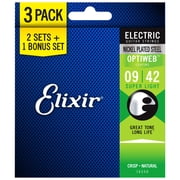 Elixir Strings 16550 Guitar Strings with OPTIWEB Coating, 3 Pack, Super Light (.009-.042)