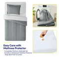 thumbnail image 3 of 6 piece Quilted Solid Stripe Comforter, Sheet Set and Mattress Protector Bedding Bundle- Grey/Silver, 3 of 4