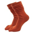 thumbnail image 2 of rygai 1 Pair High Socks Ultra Soft Breathable Non-slip High Elasticity Keep Warm Solid Long Tube Five Fingers Toe Socks Women Clothing,Dark Orange, 2 of 8
