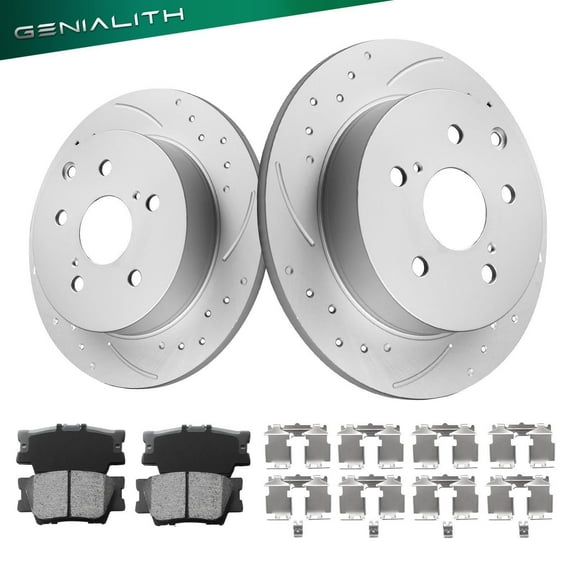 Genialith Rear 281mm Disc Brake Rotors & Pads Kit for Lexus HS250h 2010-2012 Toyota RAV4 2006-2018