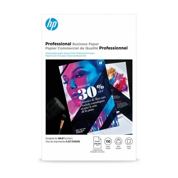 HP Professional Business Paper, Glossy, 48 lb, 11 x 17 in. (279 x 432 mm), 150 sheets CG932A