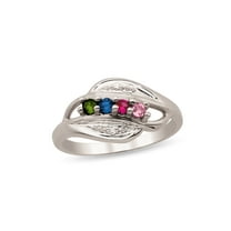 Personalized Bypass Birthstone Family Ring in Sterling Silver by Jewlster