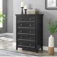 thumbnail image 4 of HSUNNS 5 Drawer Dresser for Bedroom, Chest of Drawers for Bedroom, Storage Cabinet Nightstand Dresser Organizer with Modern Design, Closet, Black, 4 of 11