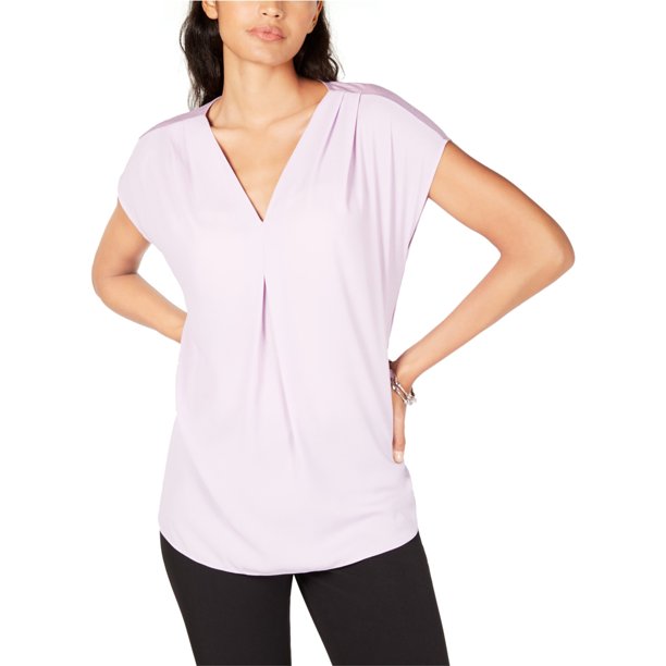 INC Blusa con pliegues invertidos para mujer, morado, grande