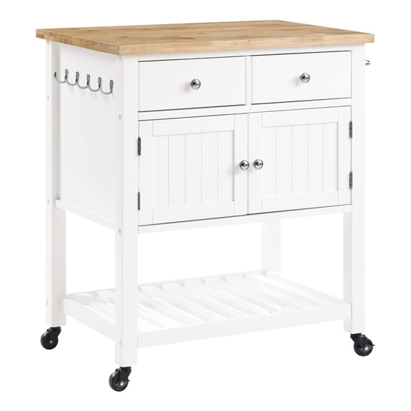 Stirling Kitchen Cart in Engineered Wood White Finish