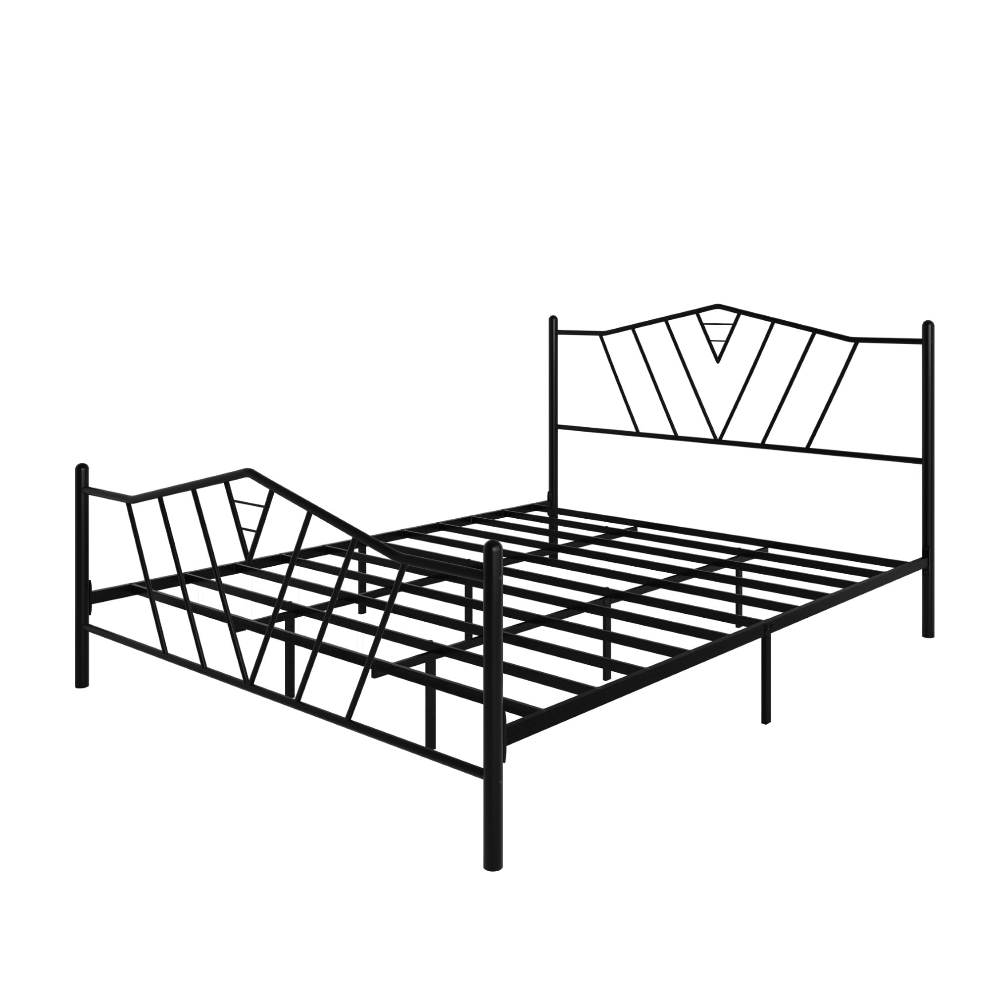 Home Design Valdosta Twin Metal Platform Bed, No Box Spring Required, Modern Design, Easy Assembly, Black