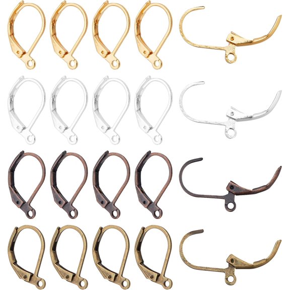 200 Pcs Brass Leverback Earring Findings French Earring Hooks Leverback Earwires Earring Hooks Hypoallergenic Ear Wire with Open Loop for DIY Earring Making Jewelry 4 Colors
