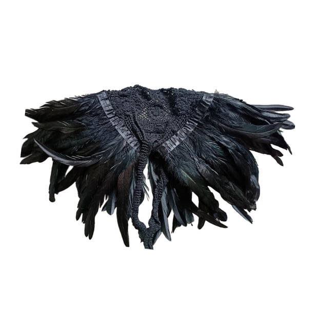 Chal de plumas Yuyangstore Collar gótico Bufandas Accs Hombro de para B