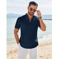 thumbnail image 2 of COOFANDY Men's T Shirt Short Sleeve Henley Shirt Beach Casual Summer Shirt, 2 of 6
