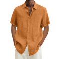 thumbnail image 1 of XDZJLR Mens Shirts Summer Hawaii Solid Short Sleeve Double Pocket Turn Down Button Tops, 1 of 5