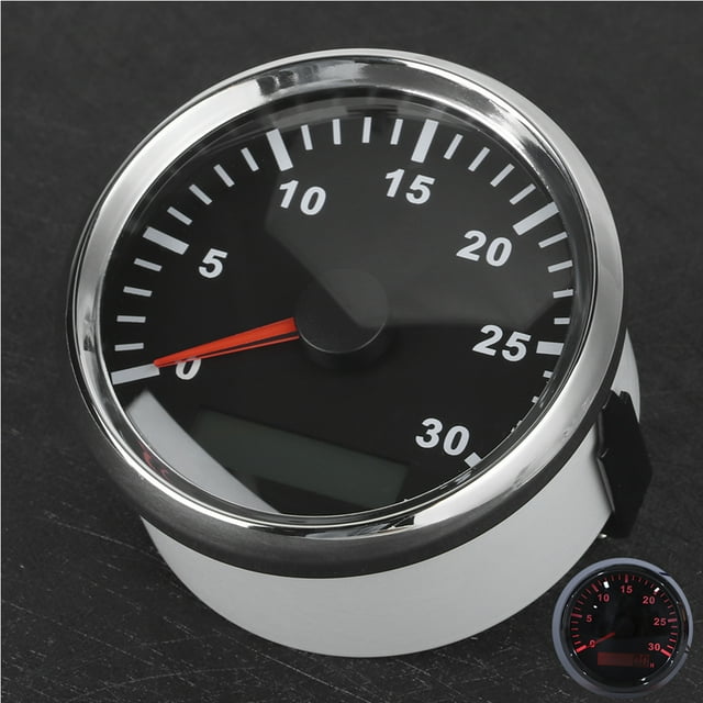 Tachometer Tacho Gauge Meter, 85mm/3.3inches Boat Tachometer Sensor IP67 Waterproof Tacho Gauge 12V / 24V Red Light with LCD Display Service Hour Meter 3000RPM