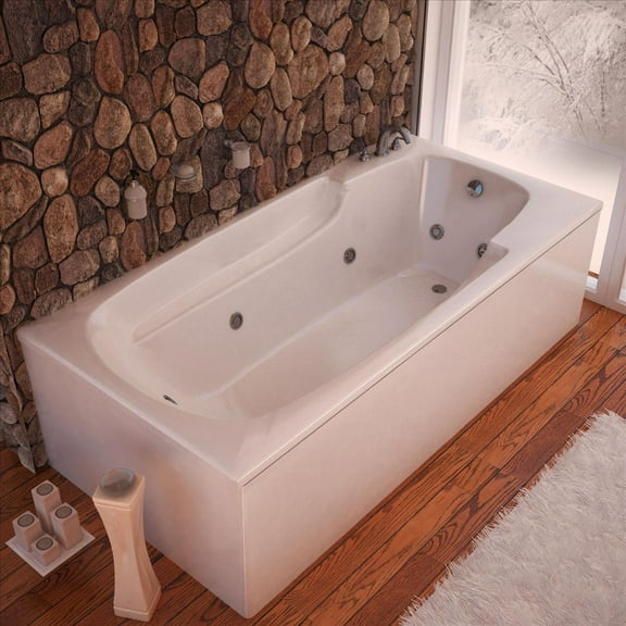 Eros 32 x 60 Rectangular Whirlpool Bathtub with Left Side Drain and V-Style Back Jets in Glossy White