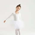 thumbnail image 7 of AWZXDE Girls Dresses For Ballet Dance Performance Tutu Skirt Long Sleeve Round Neck Chiffon Outfit Ages 3-10 Recital Costume White,5-6 Years, 7 of 7