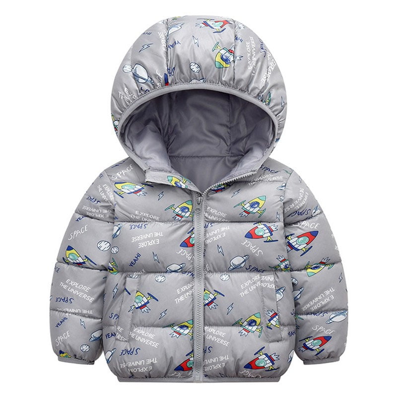 16T Baby Boys Dinosaur Winter Coats Hoods Light Puffer Down Jacket