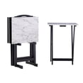 thumbnail image 3 of Riverbay Furniture Ensemble de 5 Pcs en Marbre avec Plateau Pliant et Table, avec Support, Blanc/noir, 3 of 20