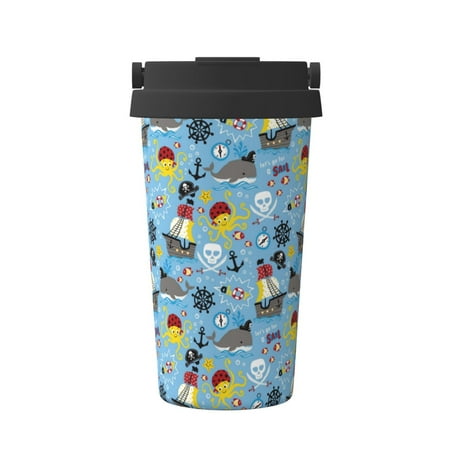 

Junzan Pirate Marine Animals for Stainless Steel Vacuum Insulated Tumbler - Reusable Insulated Cold Brew Iced Coffee Cup Thermos -Gifts for Women Men Him Her