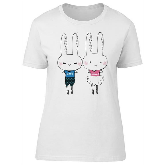 Cute Best Friend Rabbits T-Shirt Women -Image by Shutterstock, Female Medium
