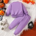 thumbnail image 7 of TOWED22 Infant Baby Boy Halloween Outfit Long Funny Letter Embroidery Sweatshirt Pant Set Toddler Fall Clothes Outfits,Purple,6-12 M, 7 of 7
