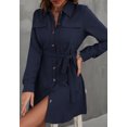thumbnail image 4 of Solid Collared Button Down Shirt Dress, Navy, X-Large, 4 of 5