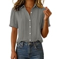 thumbnail image 3 of Horkkom Button Down Shirts for Women Summer Linen Short Sleeve Tops Dress Business Work Casual Tops M, 3 of 10