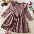 thumbnail image 2 of Huesdet Girls Sweater Dress Fall Winter Lantern Long Sleeve Cable Knit Pullover Midi Dresses(Pink,5-6 Years), 2 of 5
